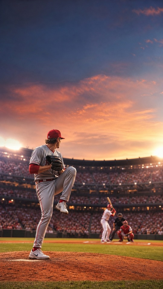Reds vs Phillies Baseball Action - 4K Phone Wallpaper