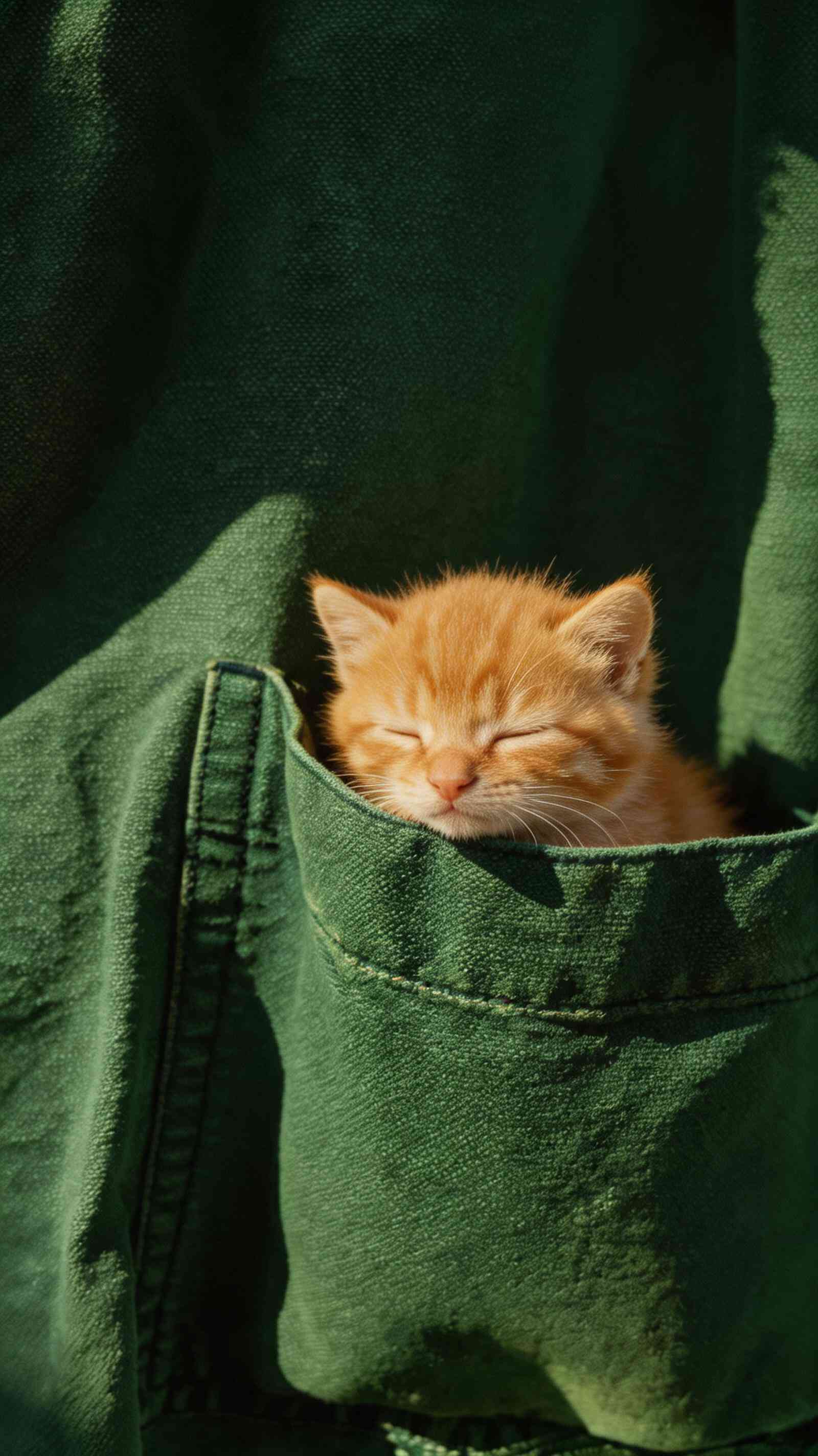 Cozy Orange Kitten in Pocket - 4K Wallpapers