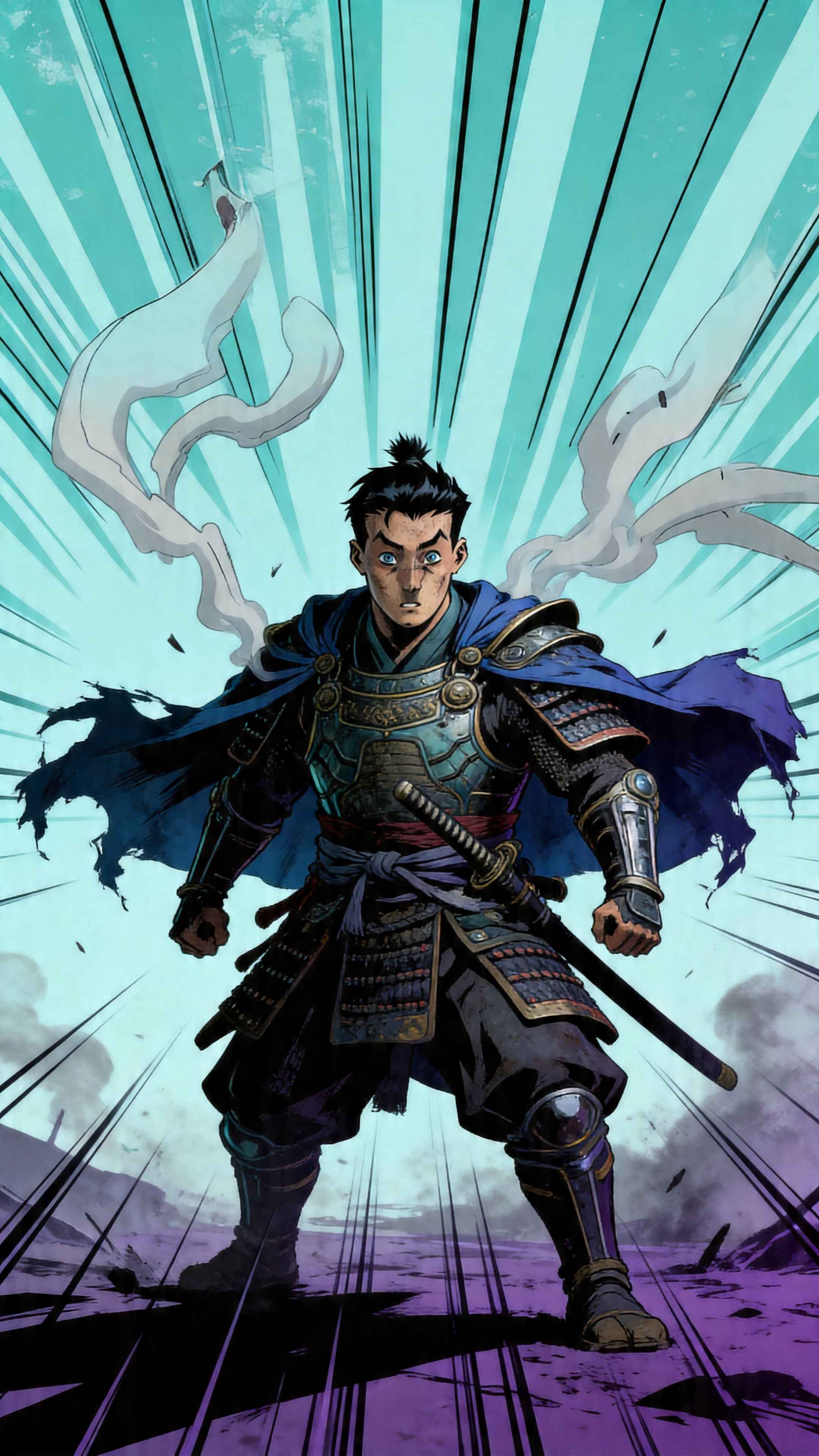 若き侍 戦士 コミック風 - 4K壁紙・待ち受け