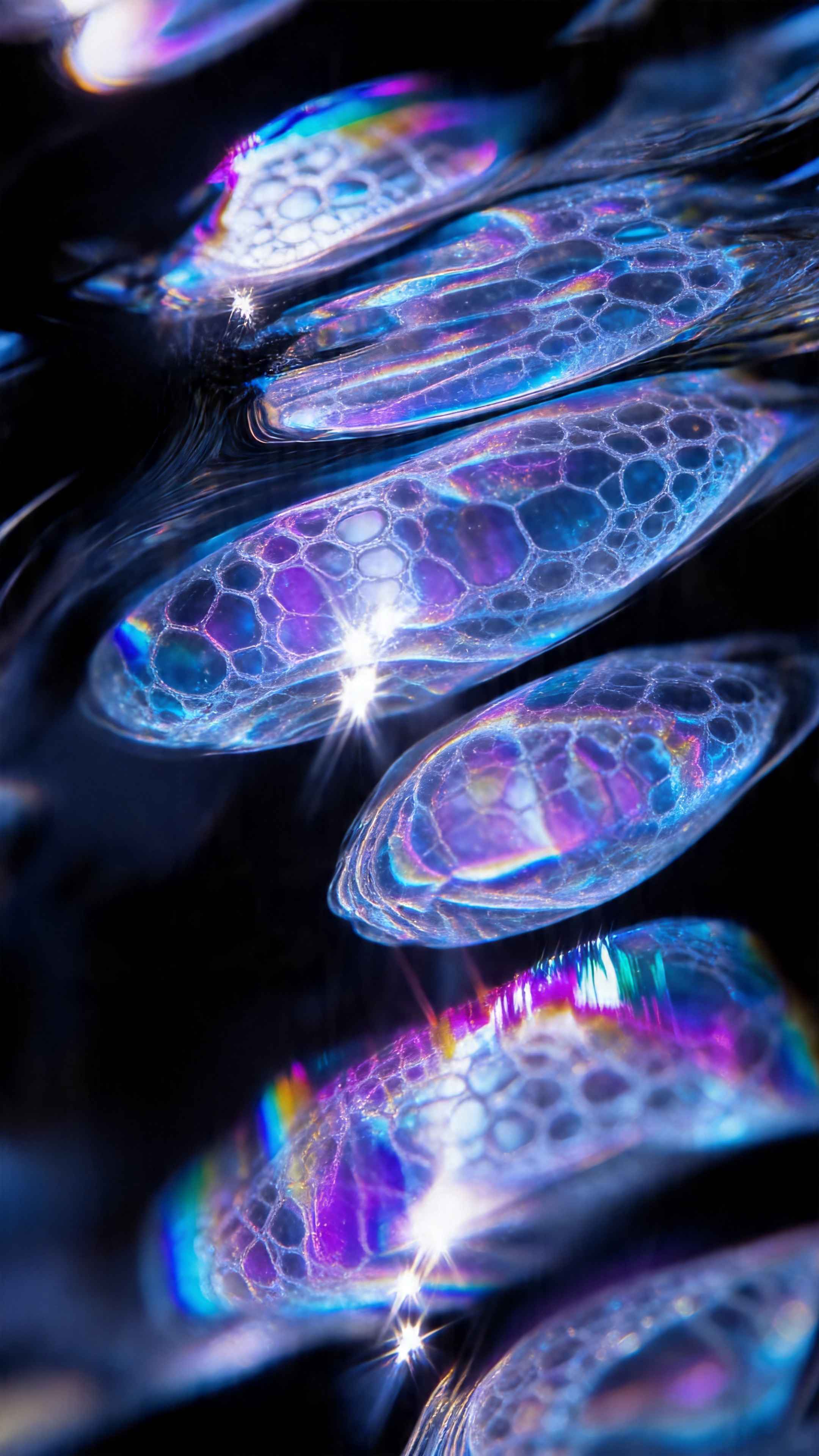 Abstract Iridescent Liquid Bubbles - 4K Mobile Background