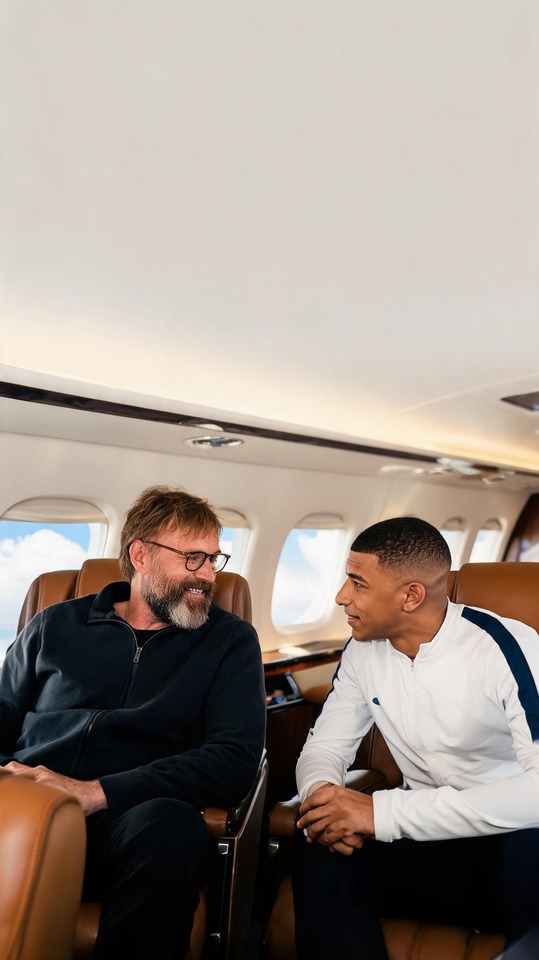 klopp mbappe 전용기 장면 - 4K 배경화면