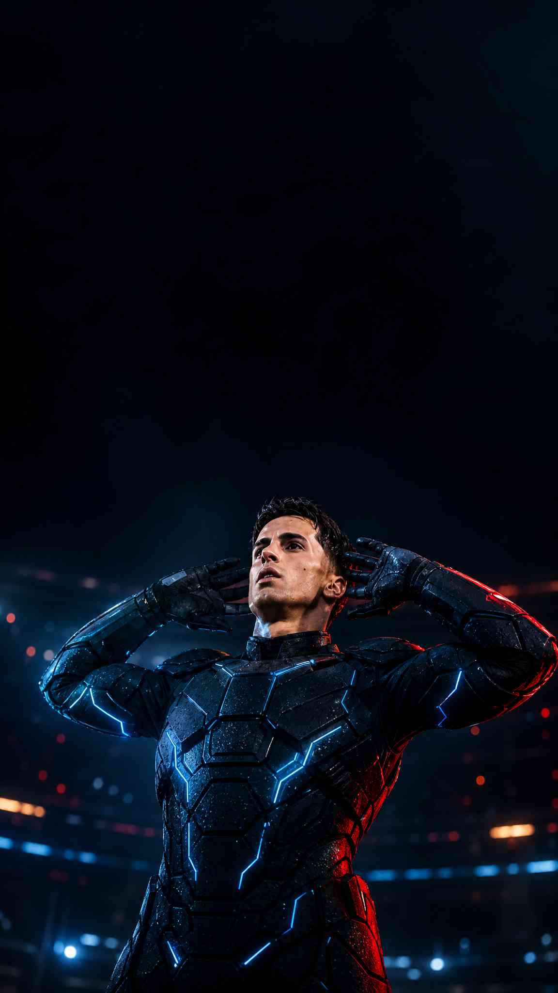 Cyberpunk Hero Neon Armor - 4K Background