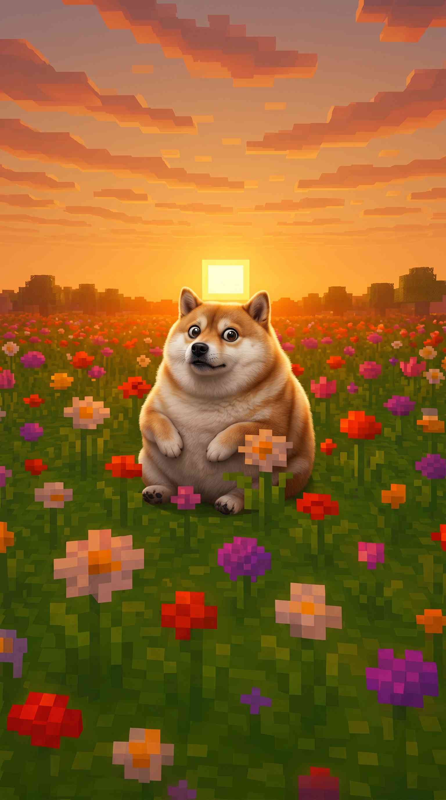 Doge Minecraft Pixel Art - 4K Wallpaper