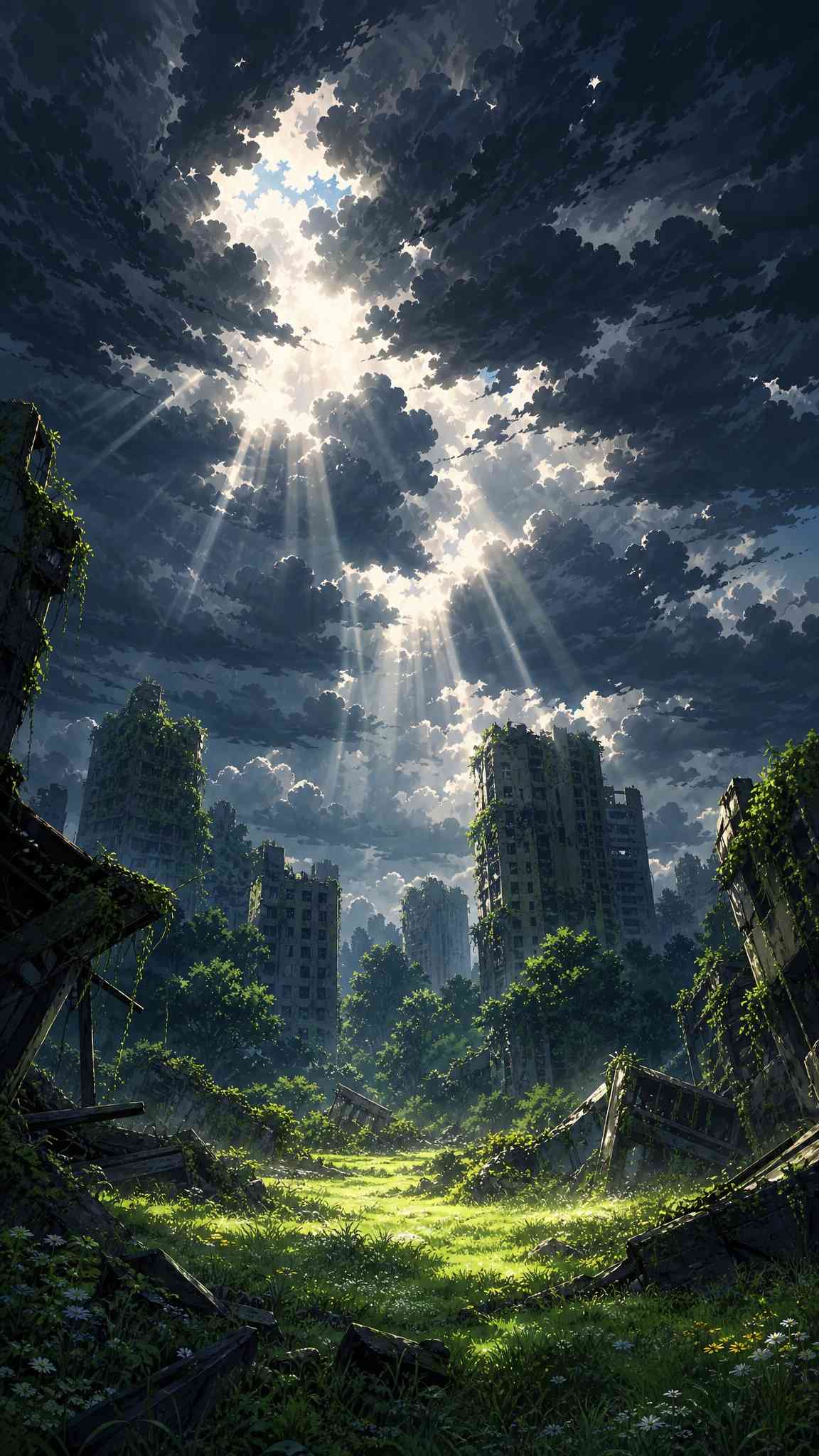 Overgrown City Ruins - 4K Aesthetic Wallpaper