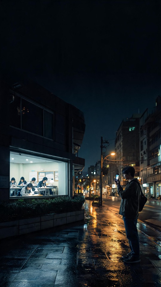 Hagwon Study Night - 4K Aesthetic Wallpaper