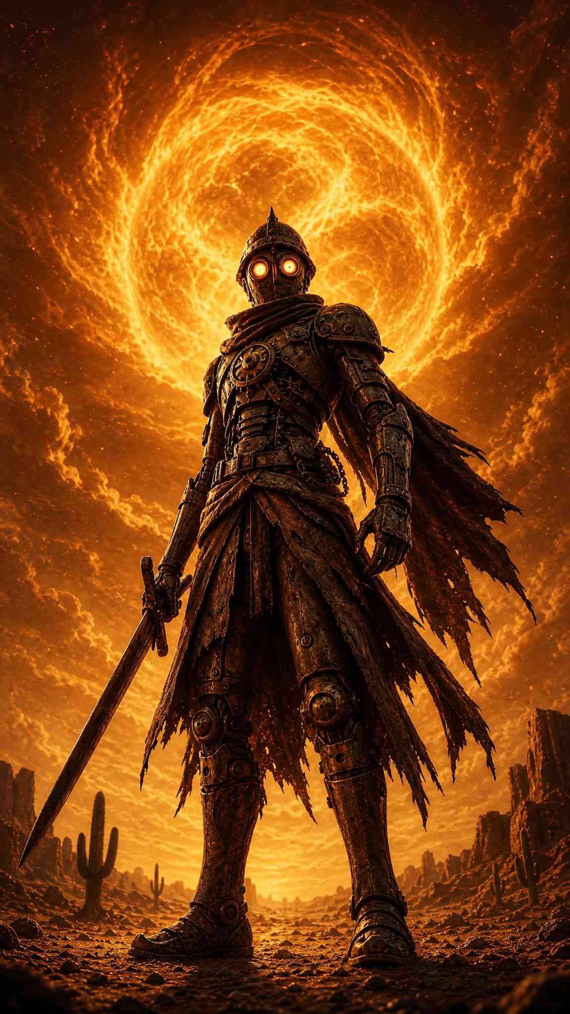 Steampunk Knight Clockwork Warrior - 4K Wallpaper