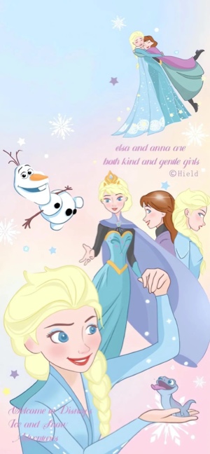 Elsa and Anna Cute Pastel Illustration - 4K Phone Wallpaper
