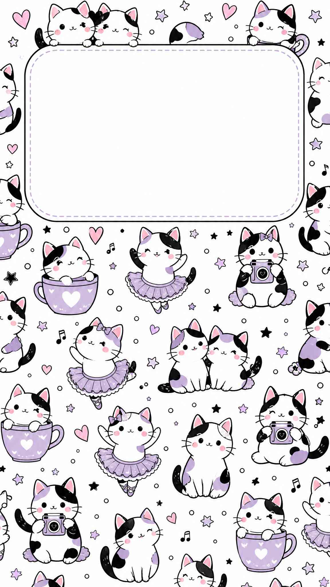Kawaii Lavender Cats Pattern - 4K Wallpaper