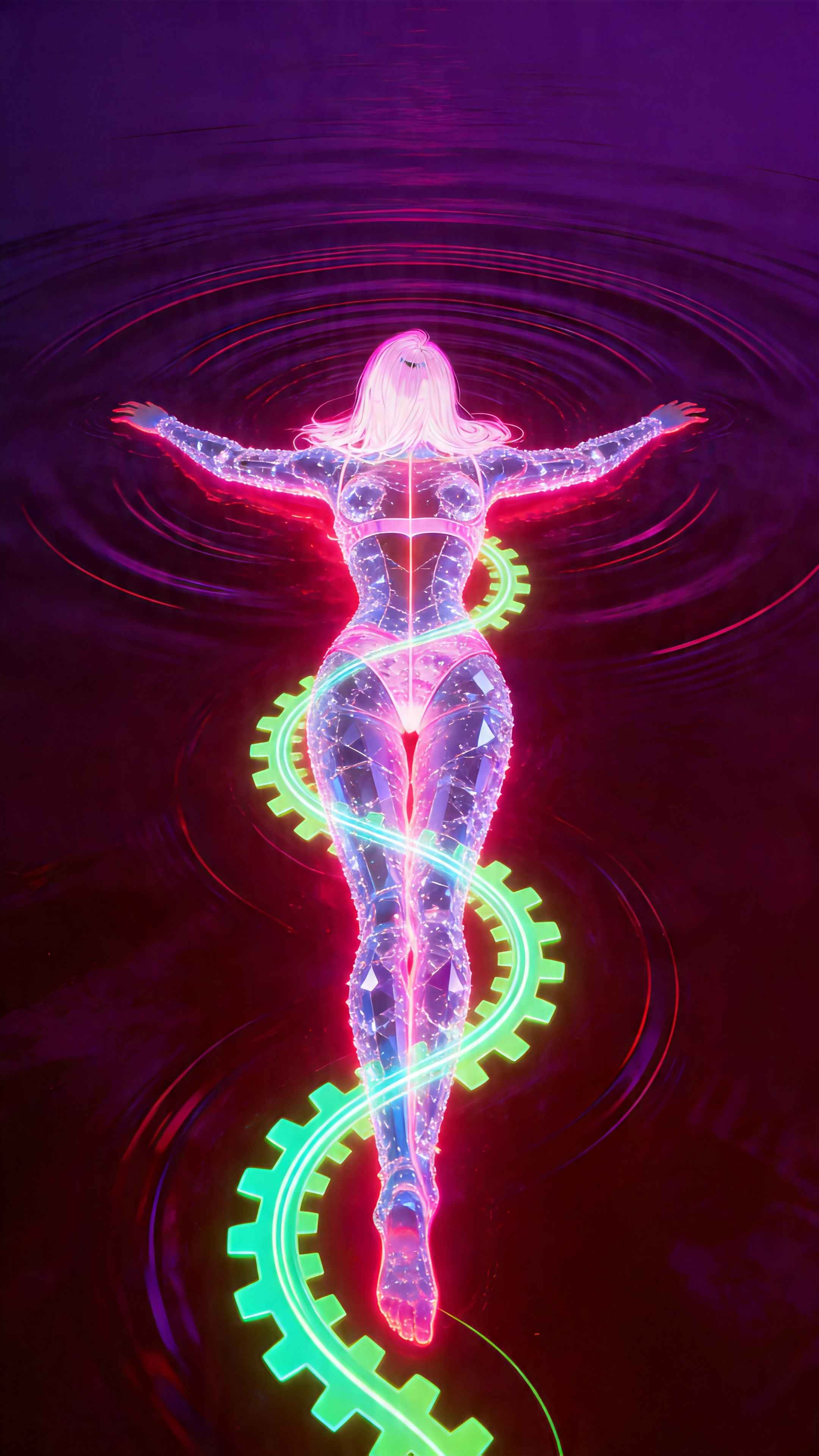Crystal Girl Neon Flow - 4K Wallpapers