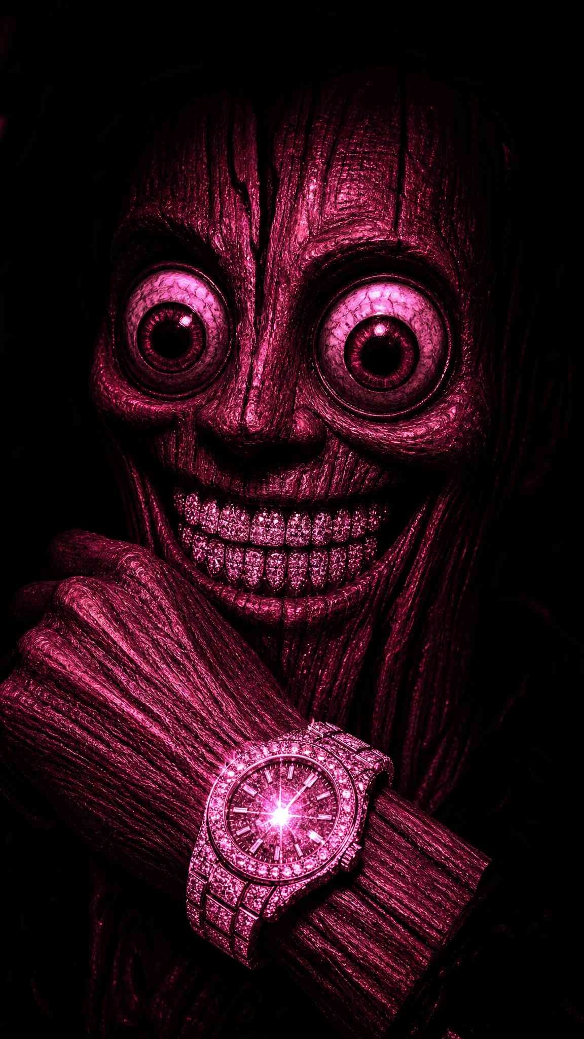 Creepy Pink Monster Diamond Grillz - 4K Wallpaper