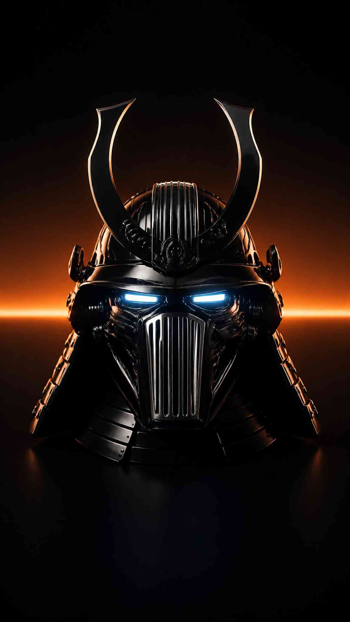 Cyber Samurai Helmet - 4K Mobile Wallpaper