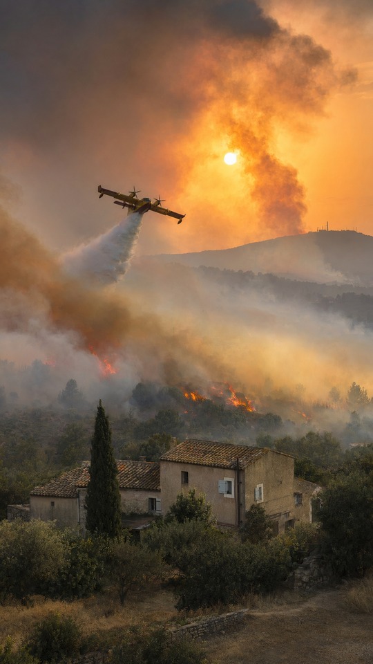 Murviel les Montpellier Firefighting Scene - 4K Wallpaper