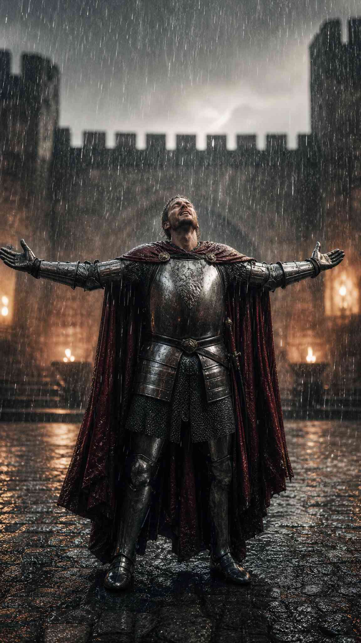 Fond d'écran Chevalier sous la Pluie 4K
