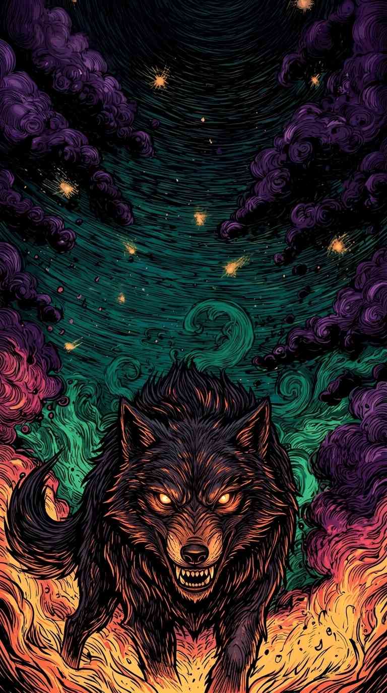 Loup Sombre Artistique - Arrière-plan 4K
