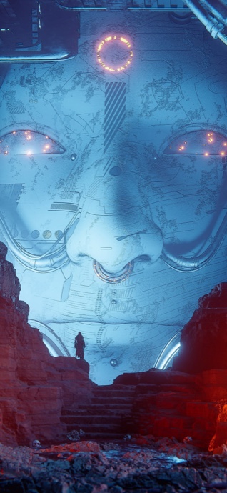 Divinité Cybernétique Géante - Arrière-plan 4K
