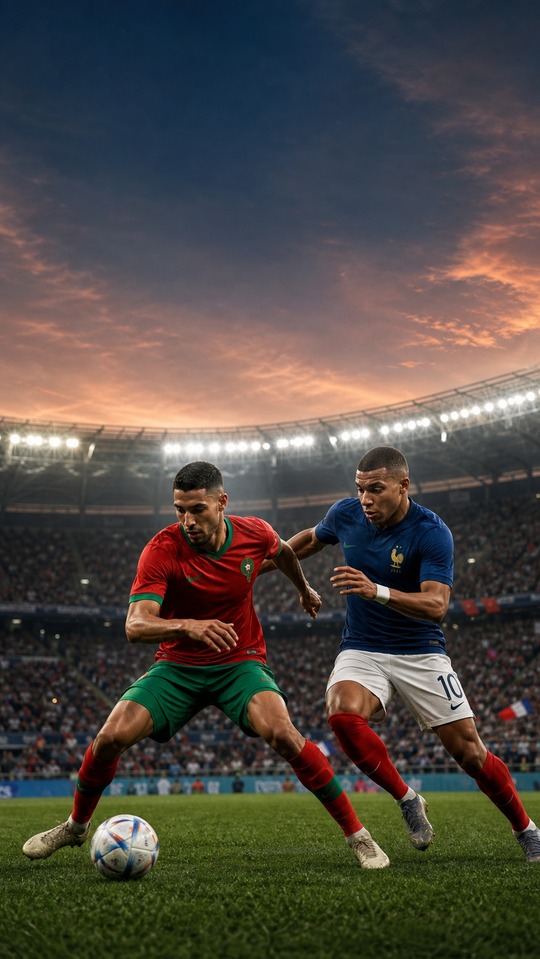 Morocco vs France Match - 4K Cinematic Wallpaper
