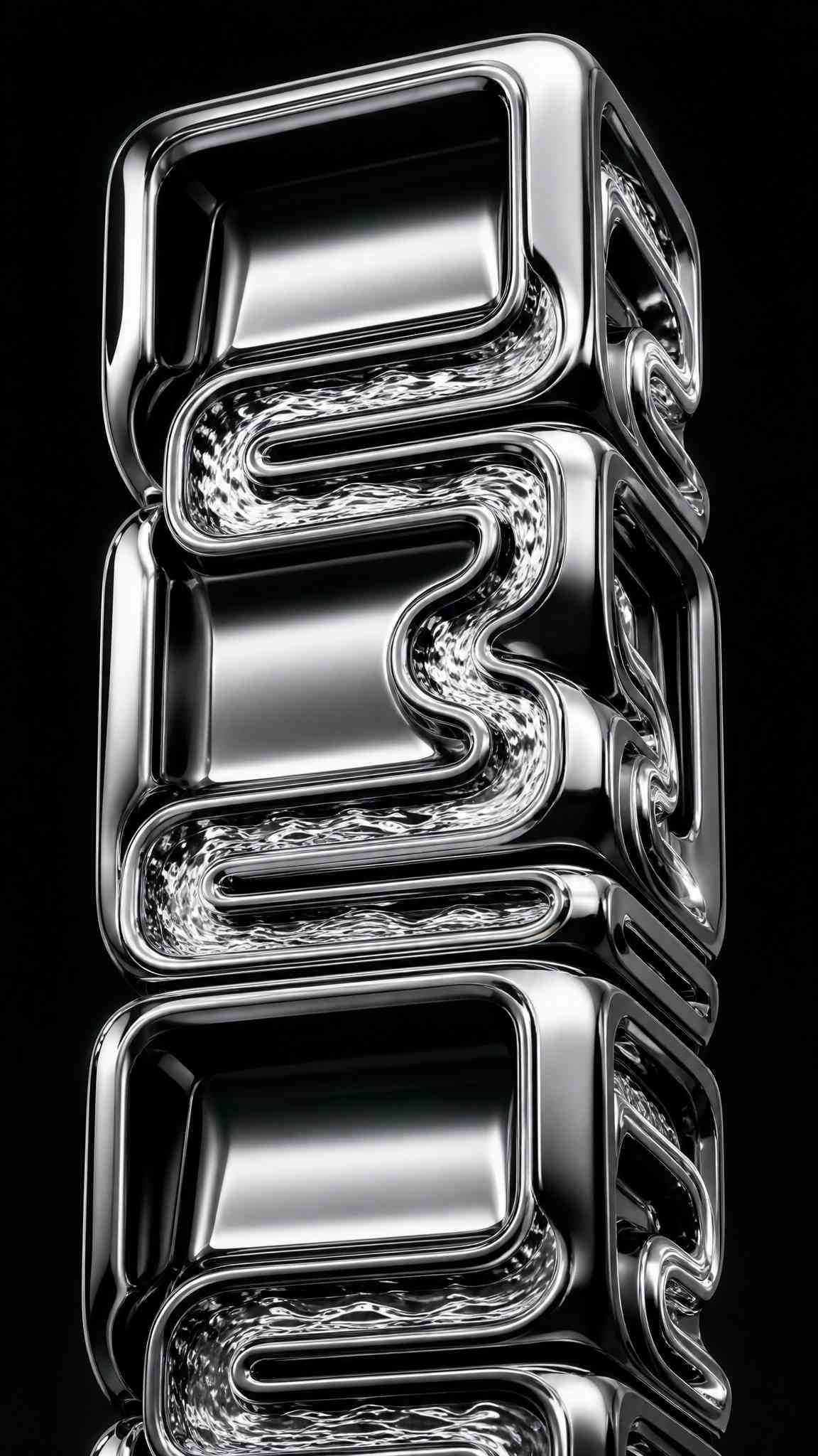 Abstract Liquid Chrome 3D - 4K Phone Background
