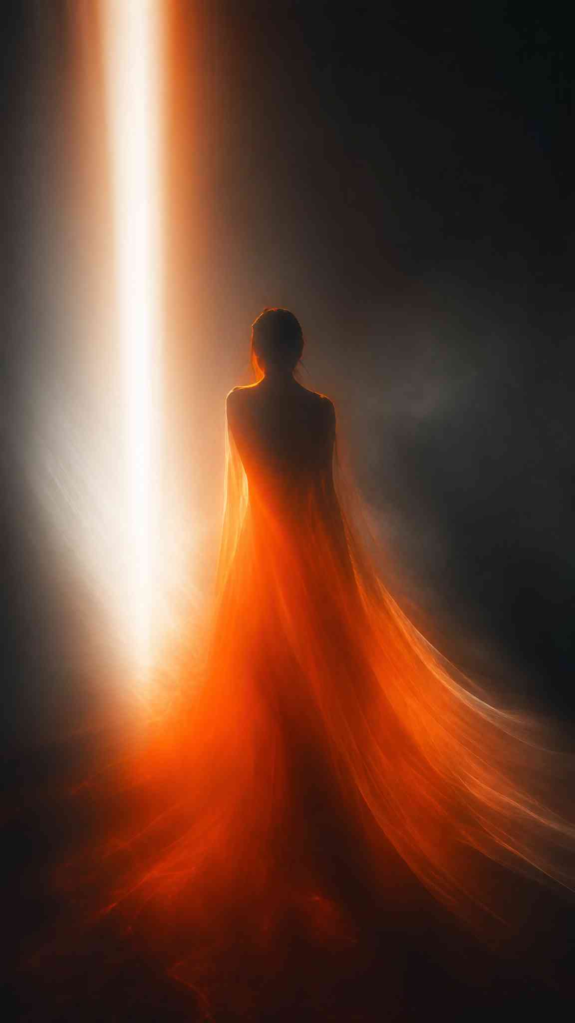 Silhouette de Femme et Robe Lumineuse - 4K Fond d'Écran