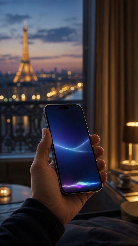 iOS 27 Siri Wave Paris - Fond d'écran 4K