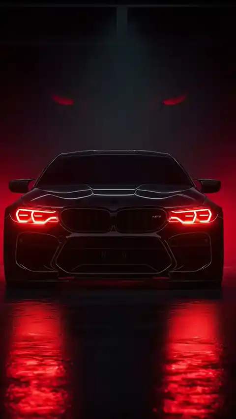 Black BMW Red Neon - 4K Moving Background