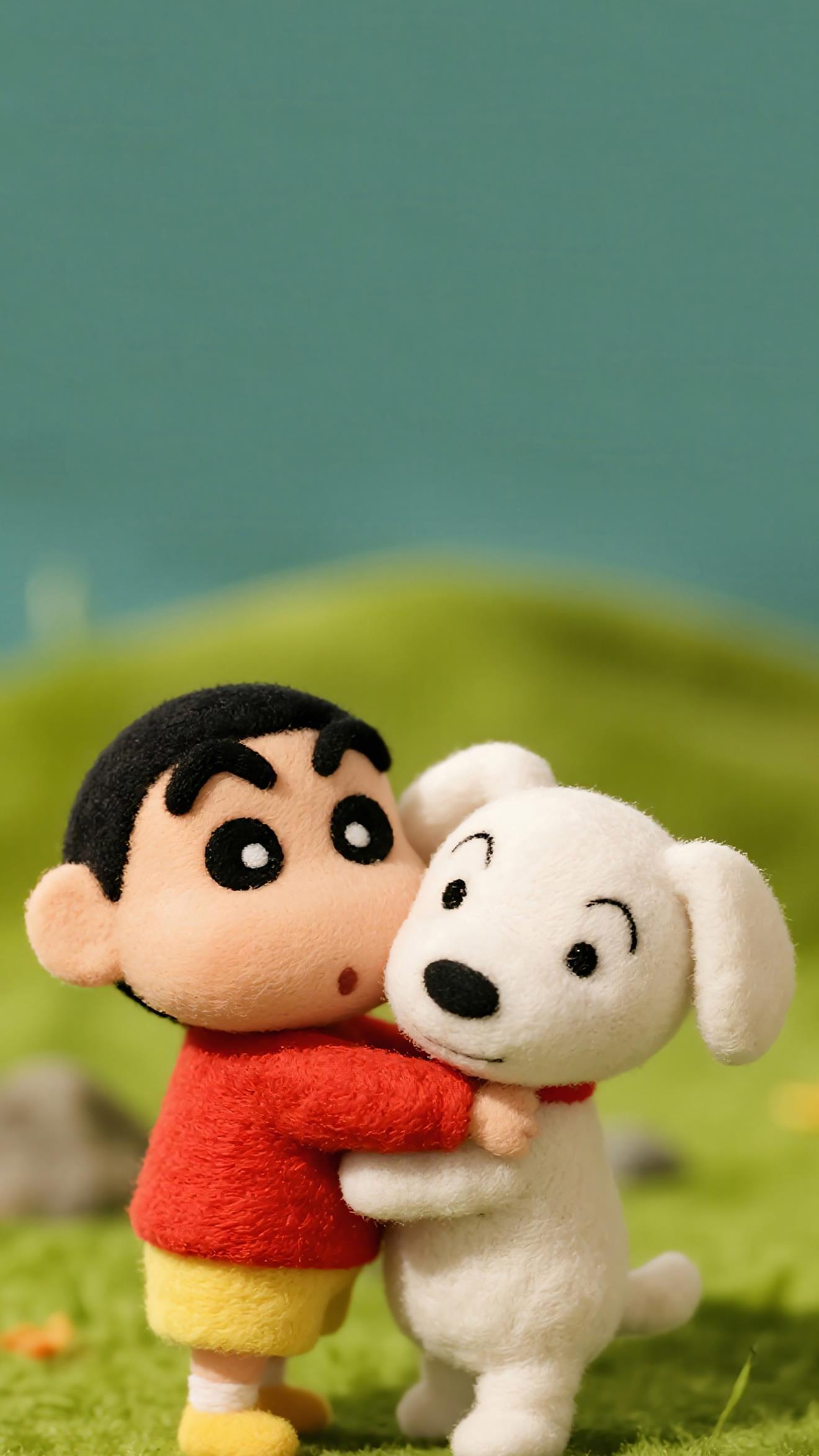 Shin-chan und Shiro Filzpuppen - 4K Handy Wallpaper