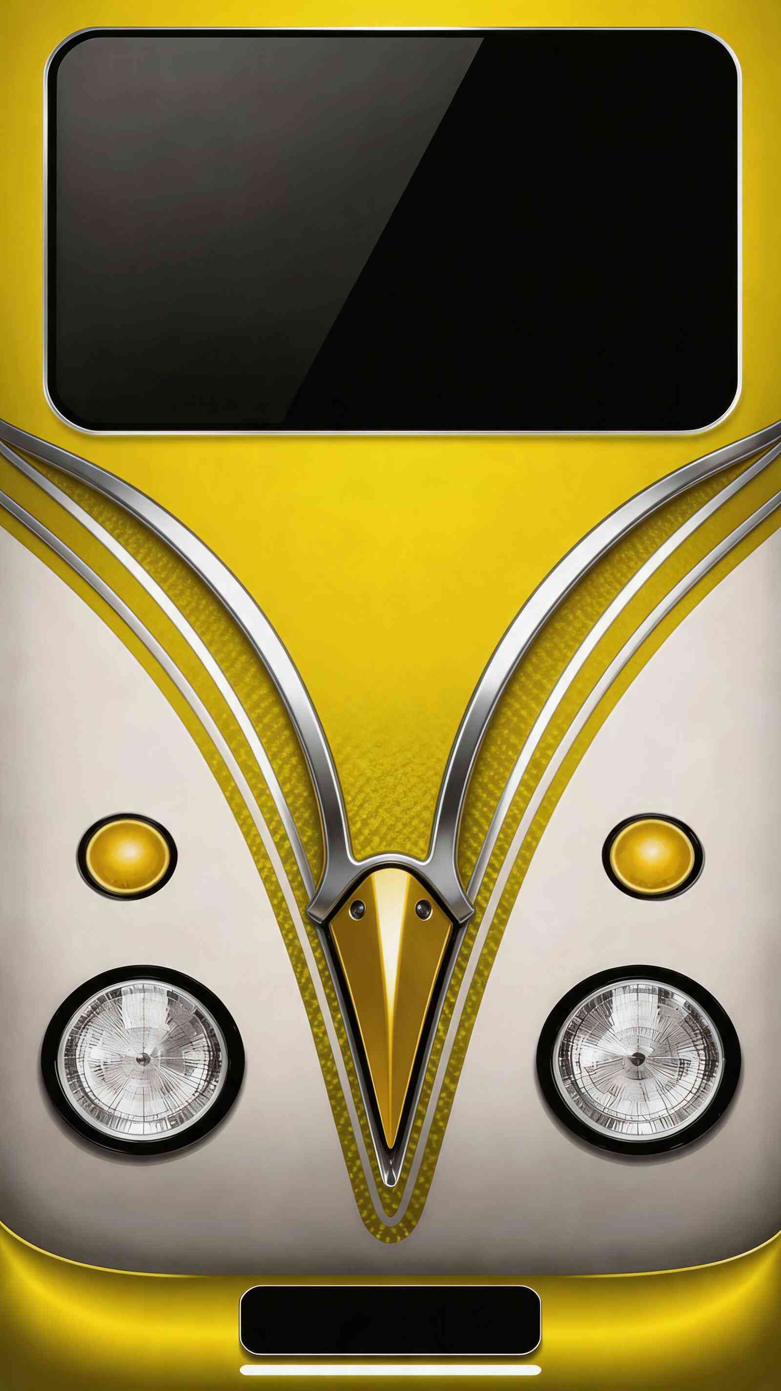 Retro Yellow Kombi Van Front 4K Mobile Wallpaper