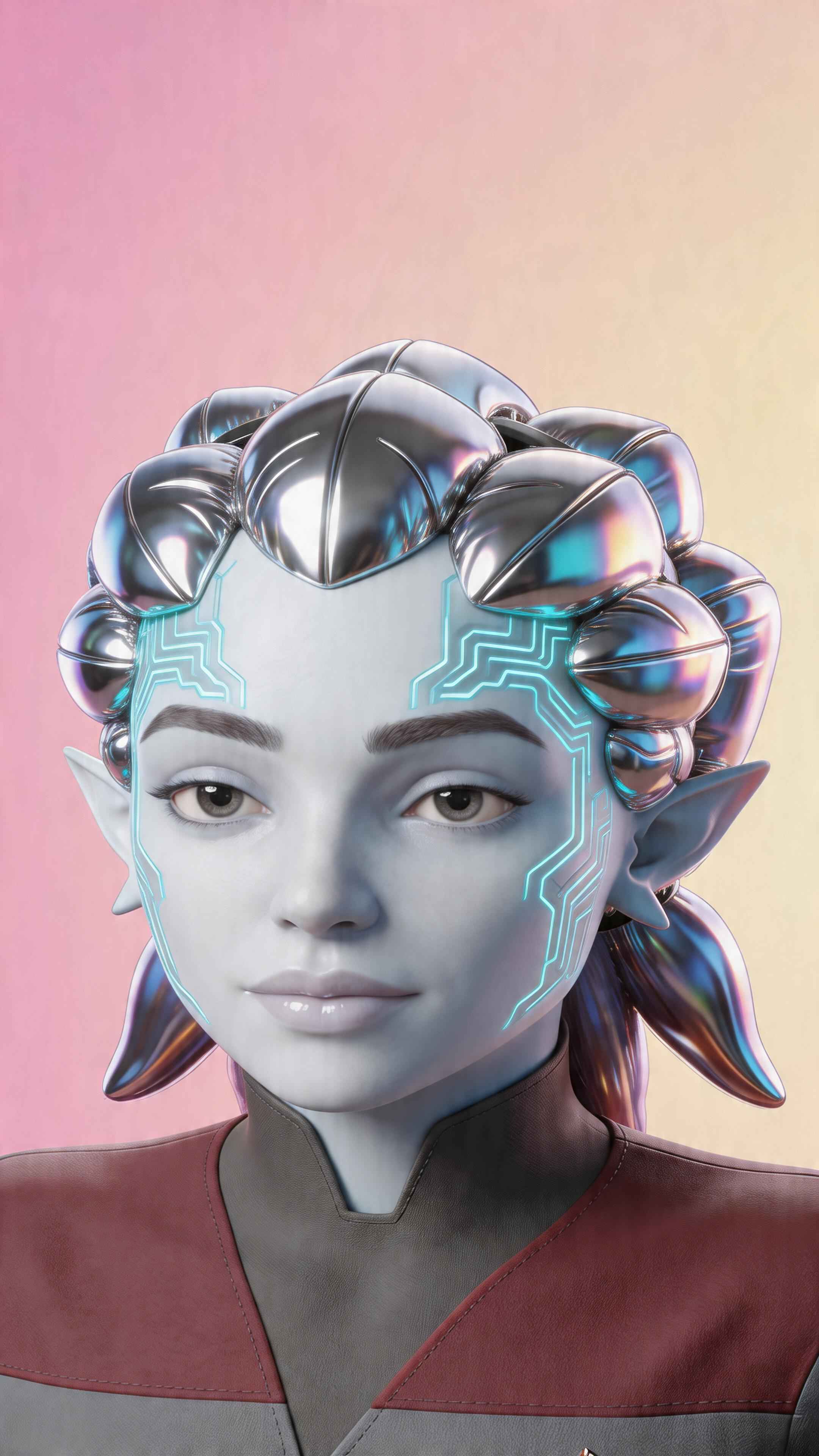 Futuristic Sci-Fi Elf Portrait - 4K Wallpaper