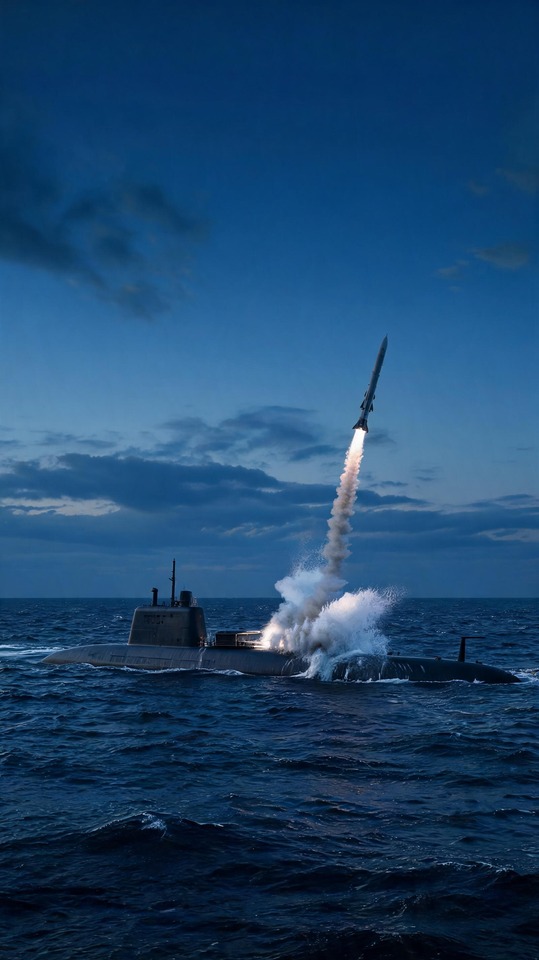 Submarine-Launched Ballistic Missile (SLBM) Launch - 4K Wallpaper