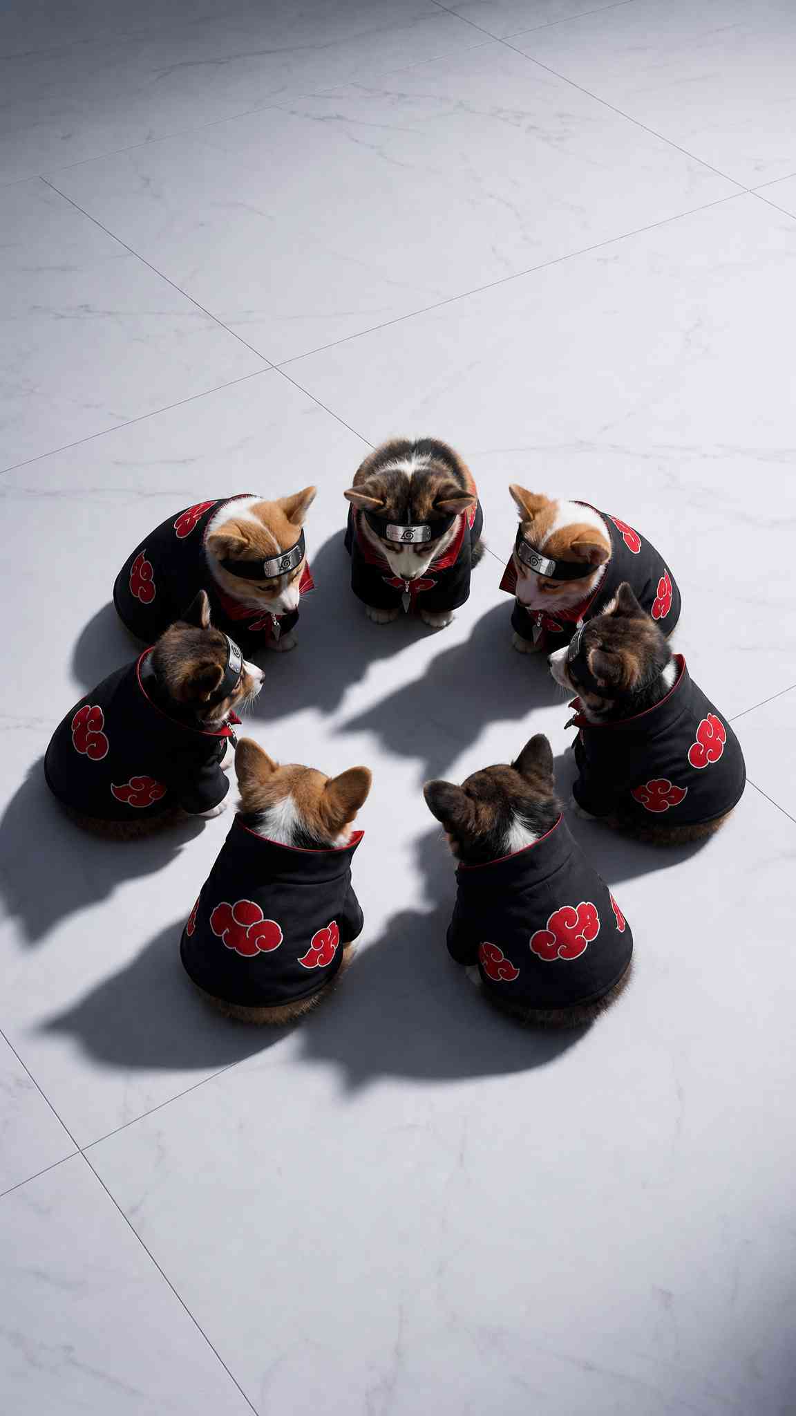 Akatsuki Corgi Puppies Wallpaper 4K