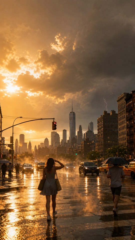 weather nyc：電影感風暴日落 - 4K桌布