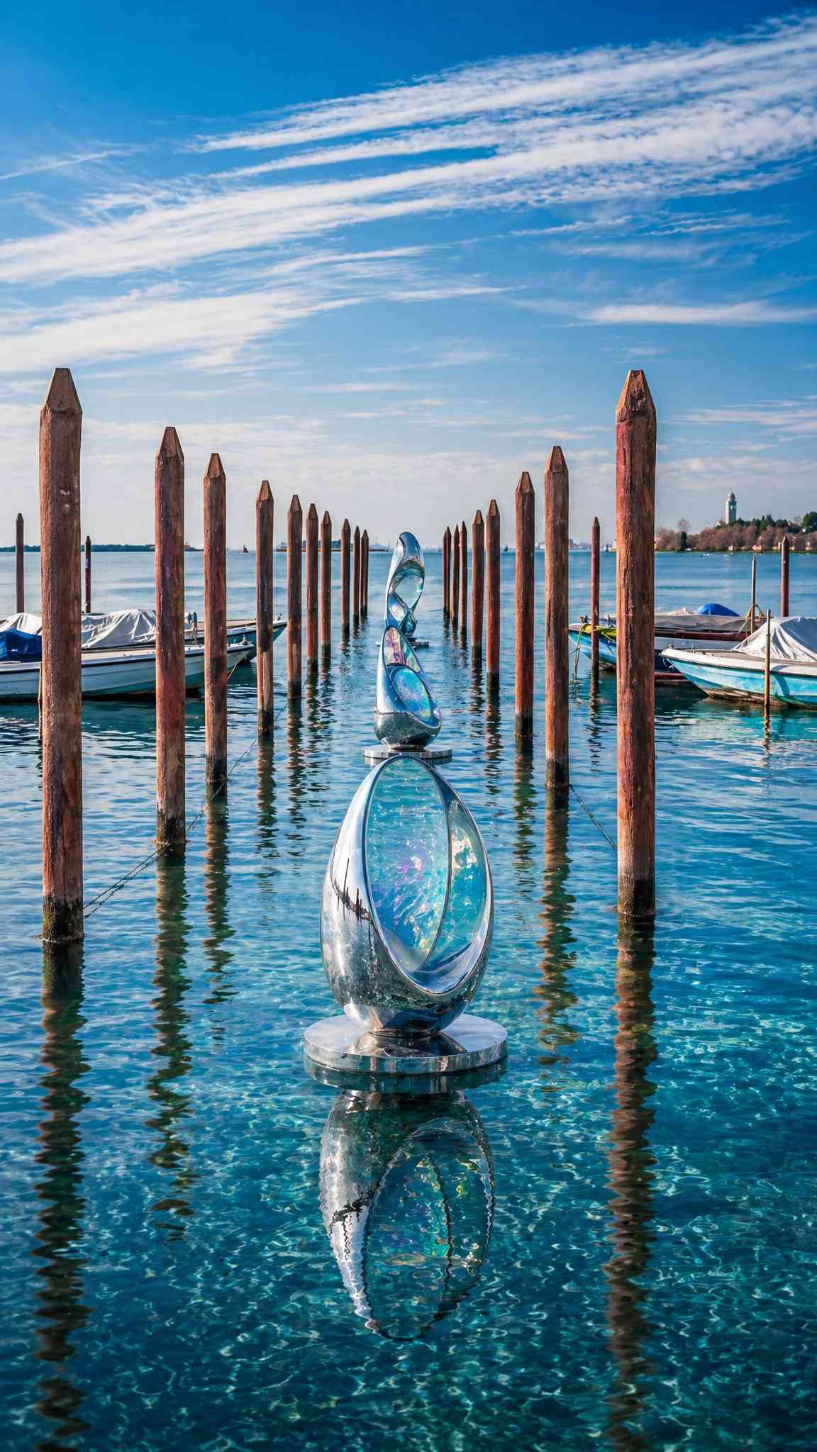 Iridescent Water Sculptures 4K Mobile Wallpaper