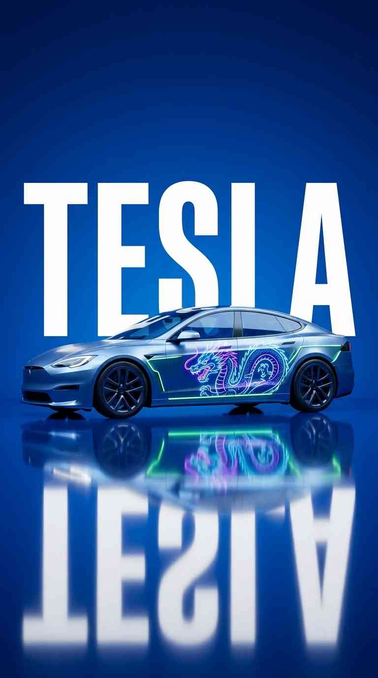 Tesla Neon Drache - 4K Handy Wallpaper