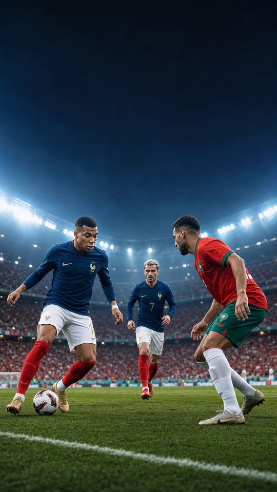 france vs morocco Football Action - 4K Mobile Wallpaper