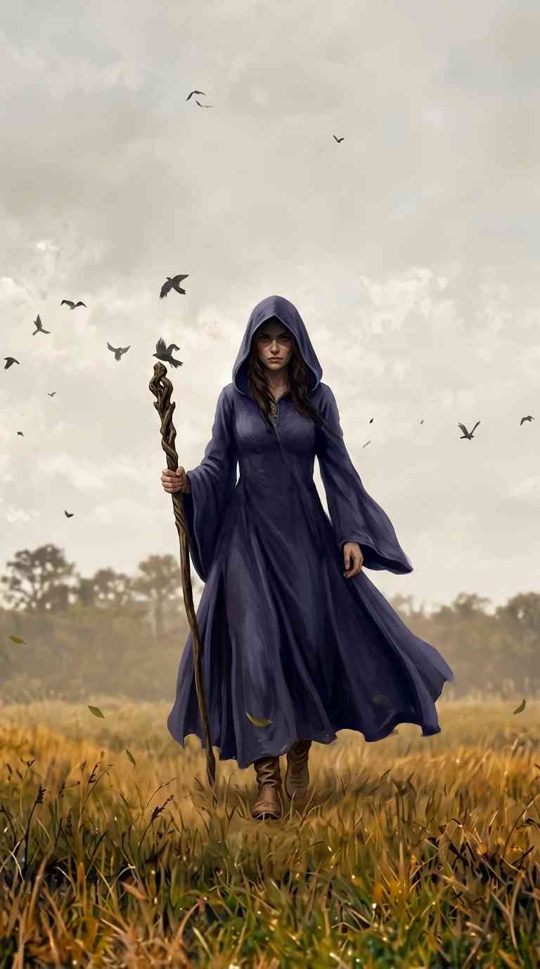 Purple Witch Fantasy Art - 4K Wallpaper