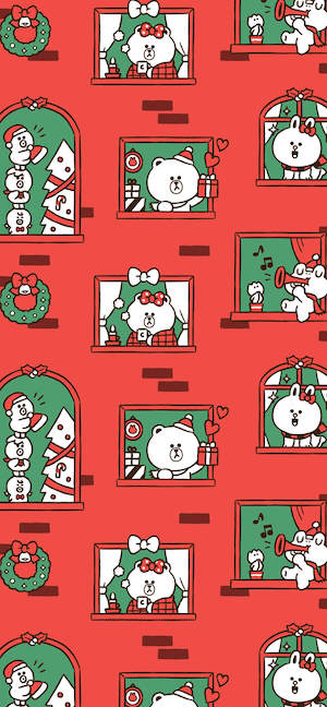 Motif de Noël Line Friends - Fond d'écran 4K