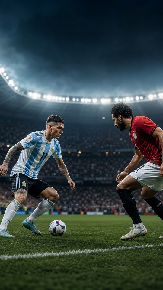 Argentinien vs Ägypten Fußball Duell - 4K Wallpaper