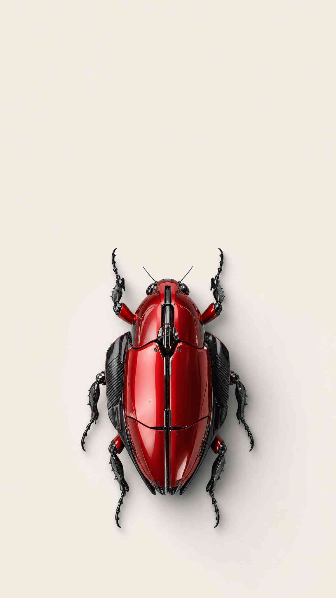 Red Robot Beetle: Futuristic 4K Phone Wallpaper