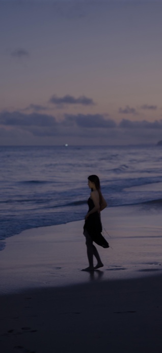 Mujer en la Playa al Atardecer - Fondo 4K