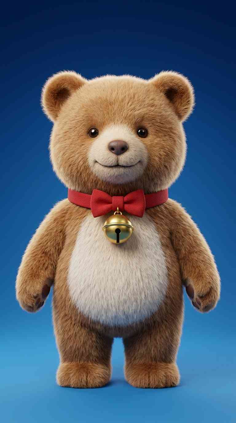 Ours en Peluche 3D avec Clochette - Fond d'écran 4K