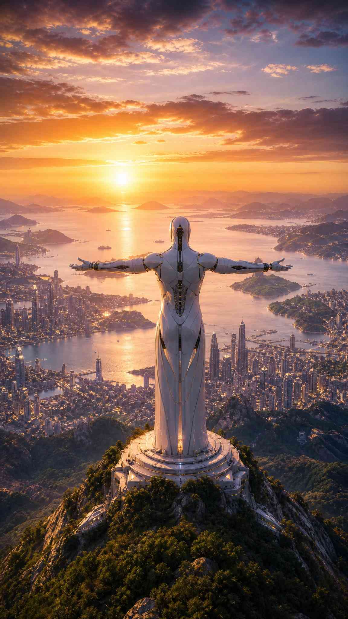 Futuristic Robot Monument - 4K Phone Background