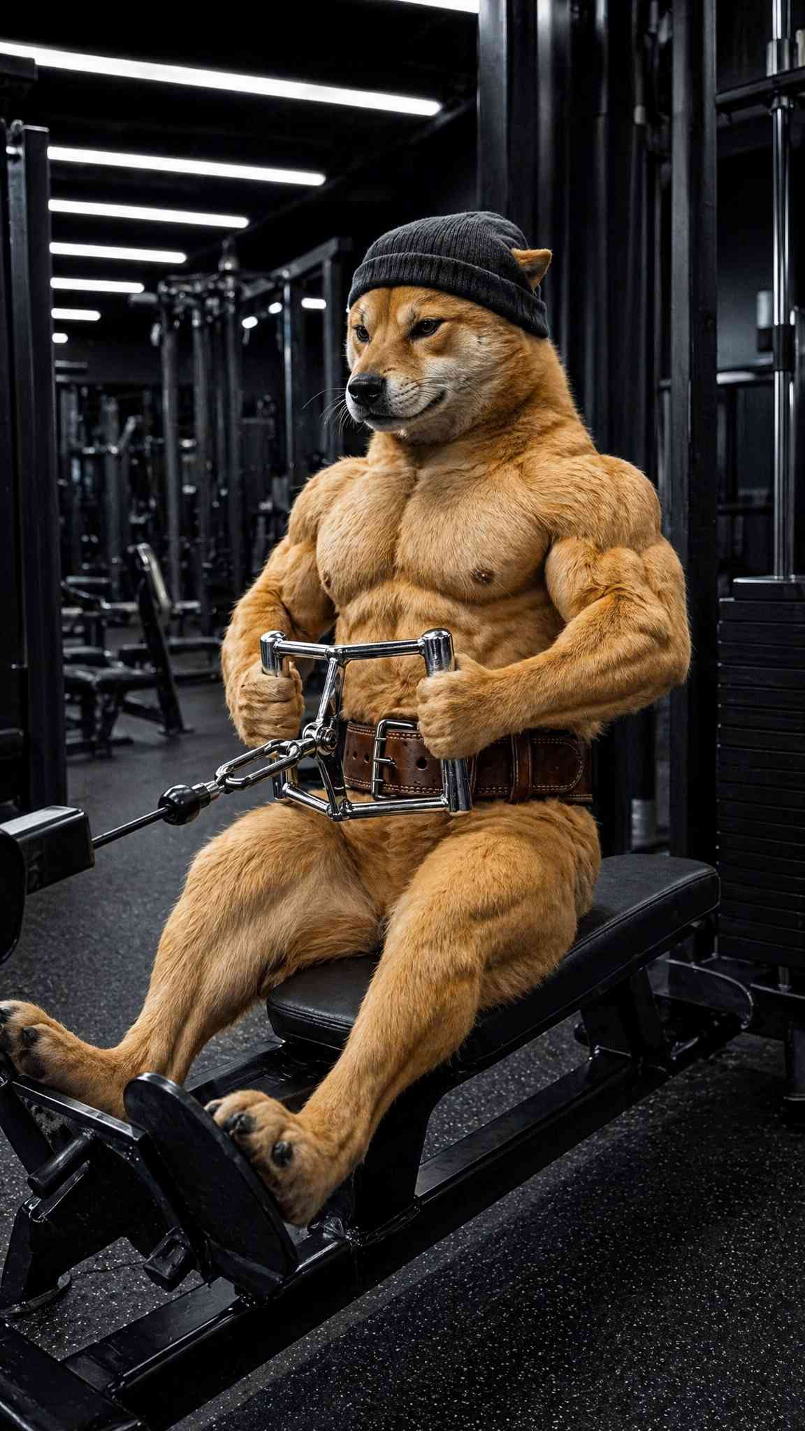 Buff Shiba Inu Doge Gym Workout 4K Wallpaper