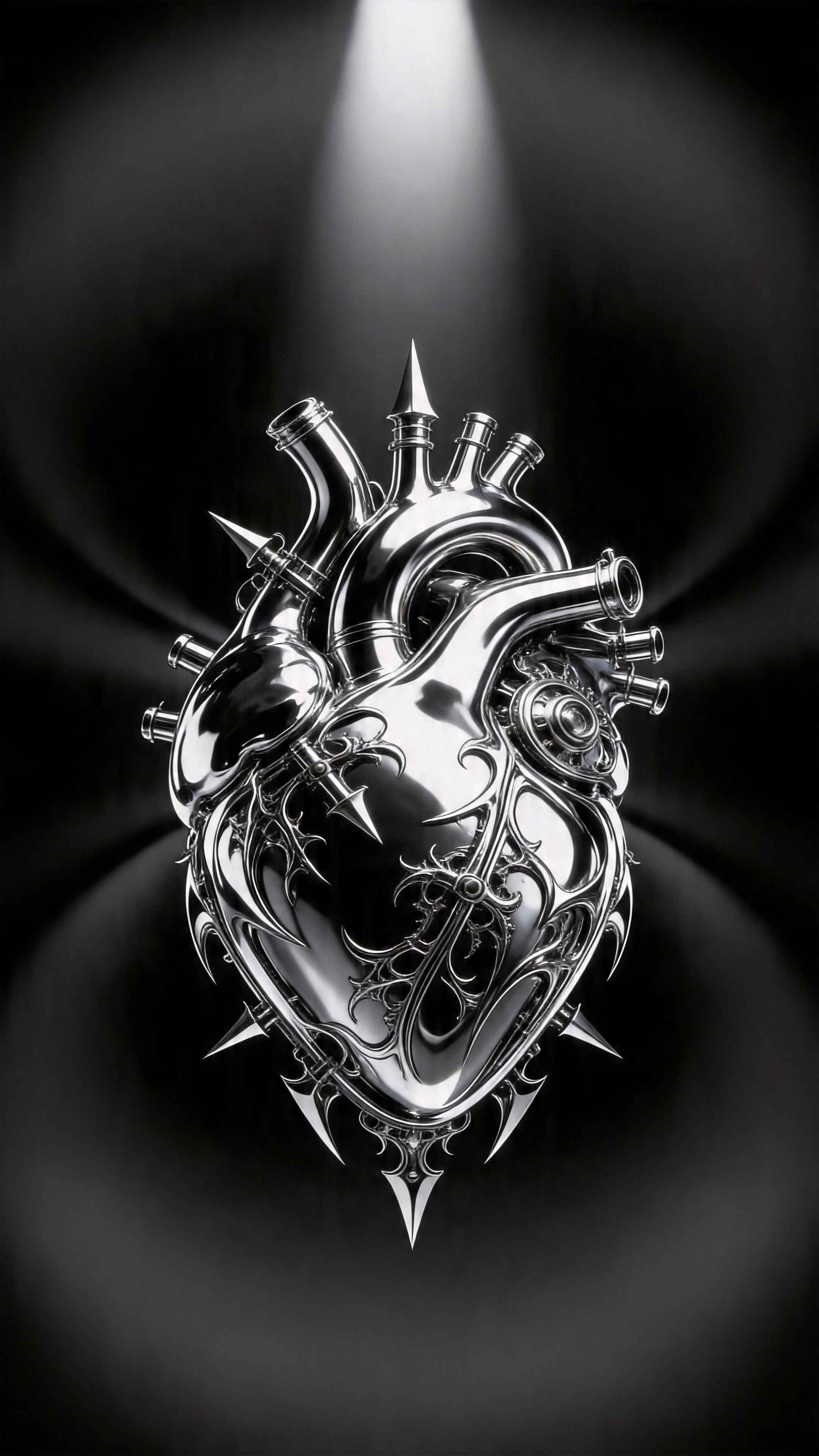 Corazón Anatómico de Cromo - 4K Fondos
