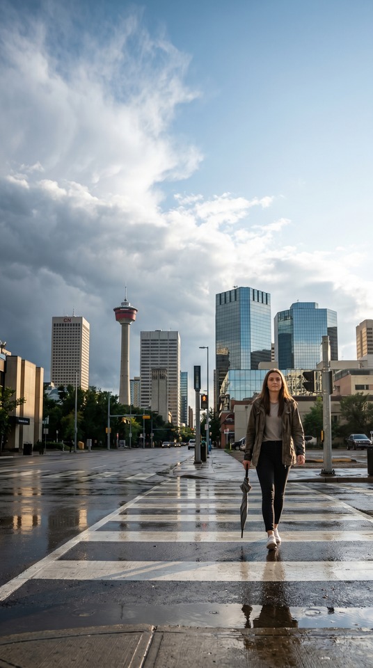 Weather Edmonton Vibe: Rainy Urban Street - 4K Wallpapers