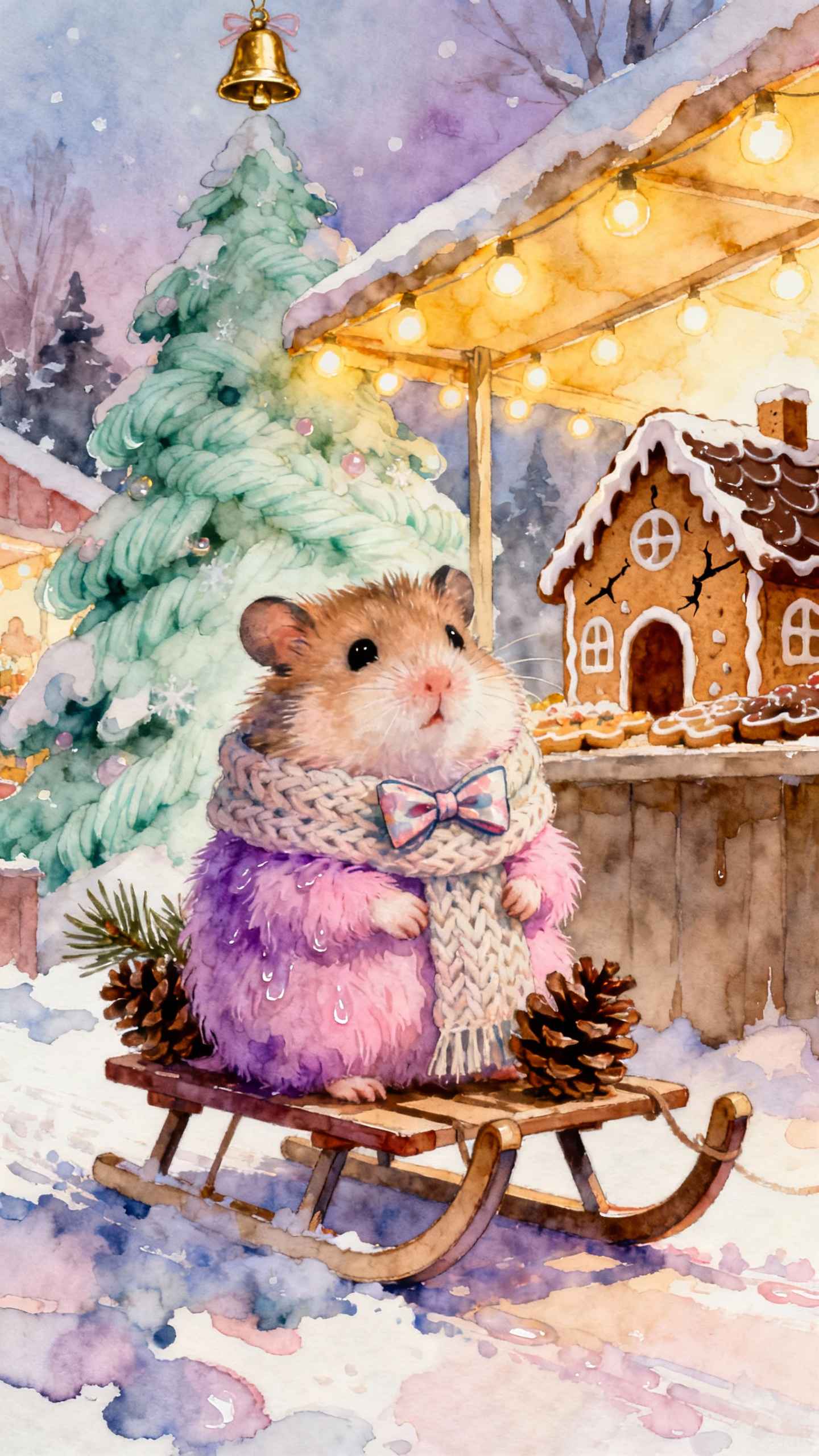 クリスマス ハムスターのそり - 4K 待ち受け