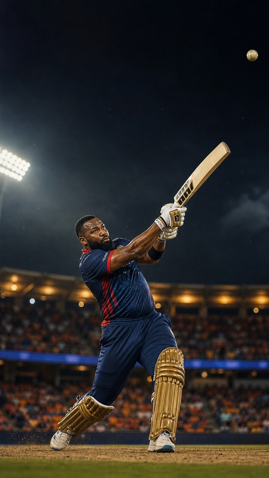 Kieron Pollard Cinematic Cricket Shot - 4K Wallpaper