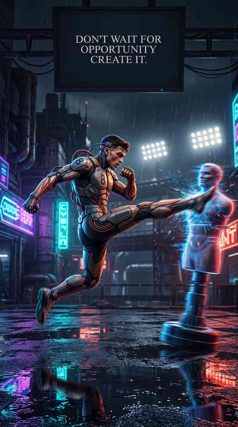 Cyborg Cyberpunk Artes Marciales - Fondo 4K