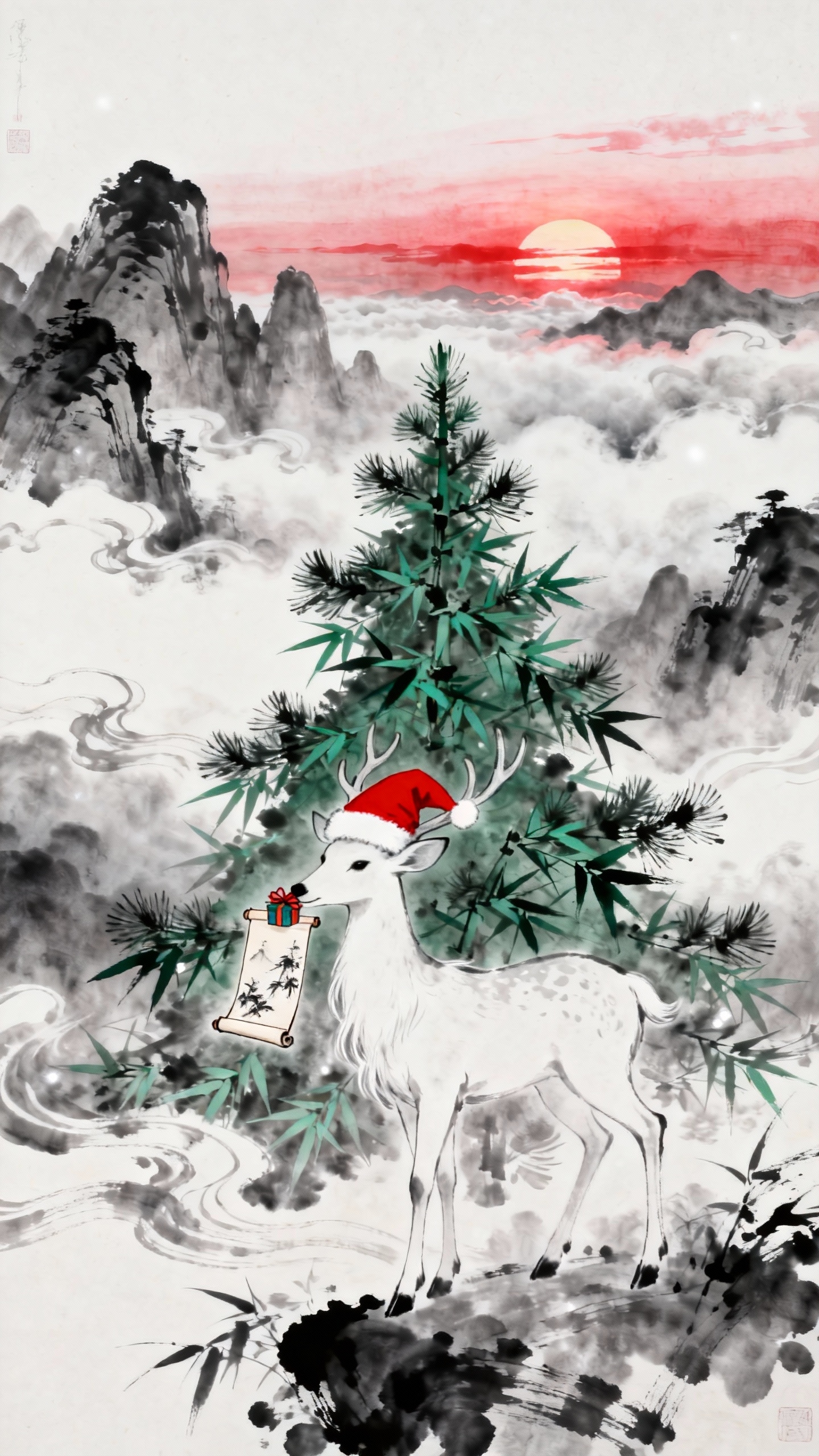 Weißer Hirsch Weihnachten - 4K Hintergrundbild