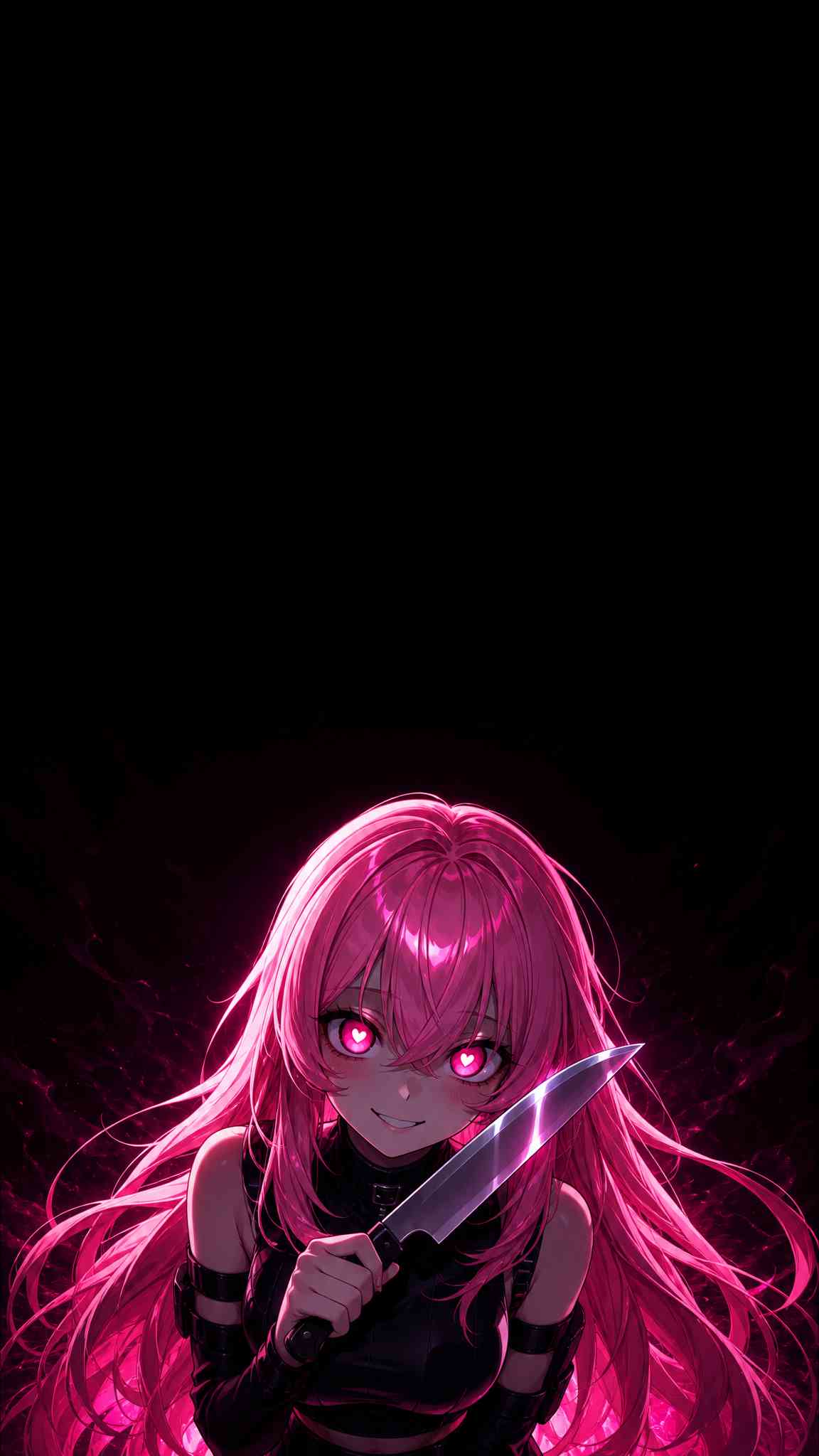 Yandere Anime Girl with Knife - 4K Wallpaper