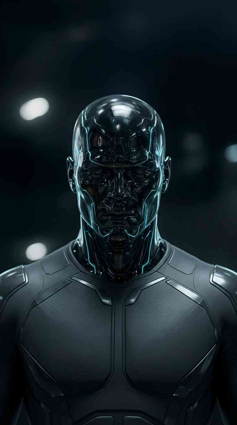 Futuristischer Obsidian-Android - 4K Handy Wallpaper