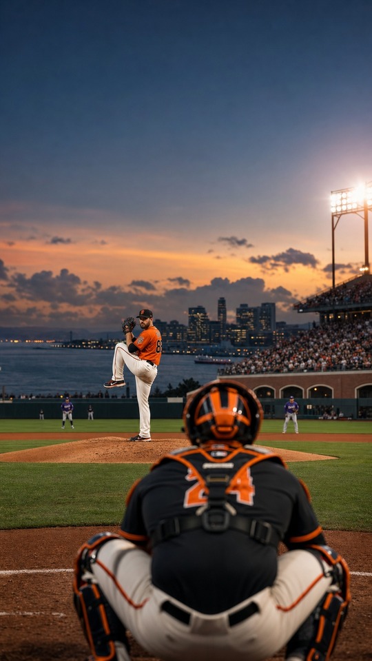 SF Giants Baseball Cinematic Sunset - 4K Wallpaper